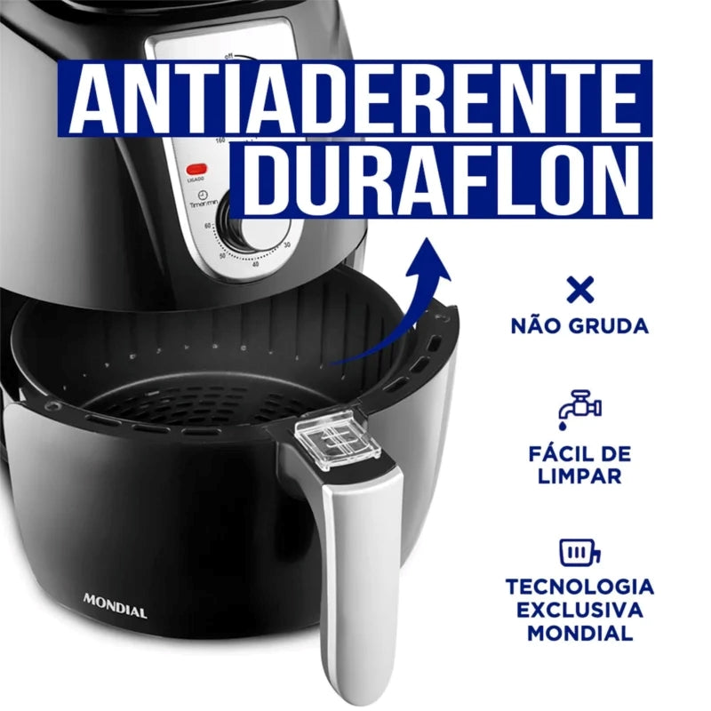 Fritadeira Elétrica sem Óleo Air Fryer Mondial AF-34 3,2L 1270W Preta