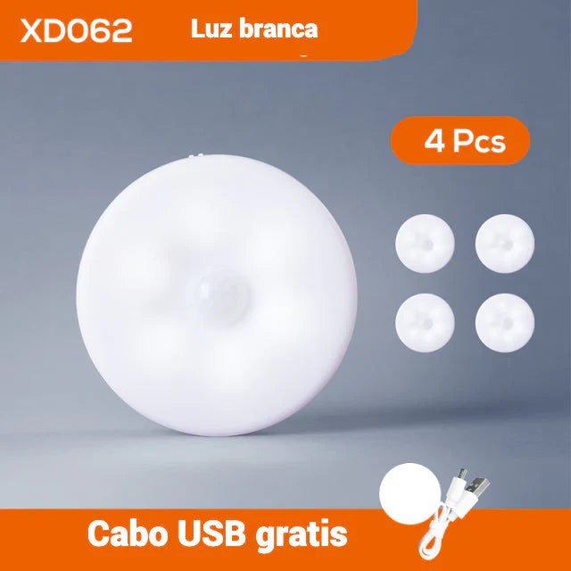 Lâmpada Inteligente Com Sensor de Movimento e Carregamento USB  Para Decoração de Quarto